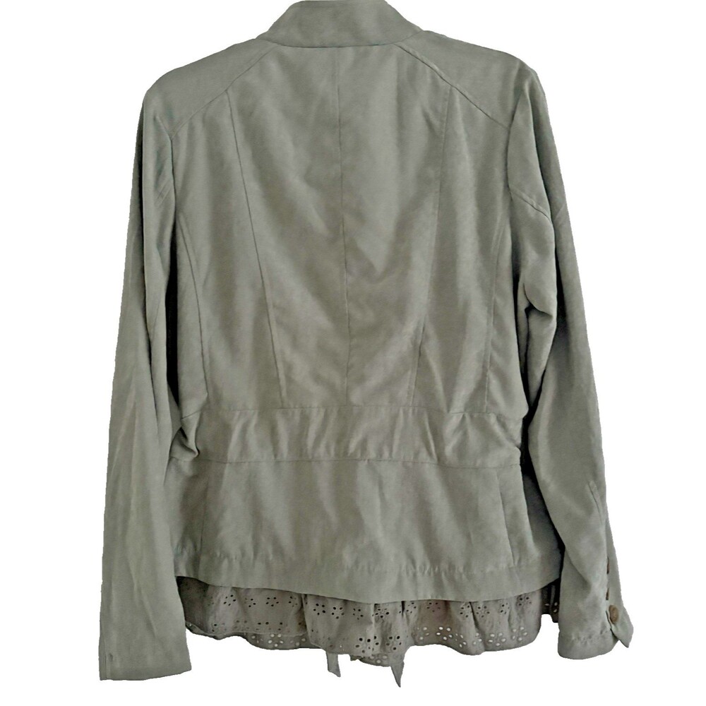 Heritage Charm Jacket Womens Size L Eyelet Ruffle Lace Boho Sage Green Artsy NWT - Picture 2 of 11